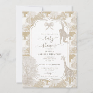 Boho Neutral Safari Animal Chinoiserie Baby Shower Invitation