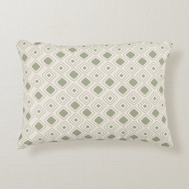 Boho Neutral Sage Tribal Geometric Aztec Pattern Decorative Cushion (Front)