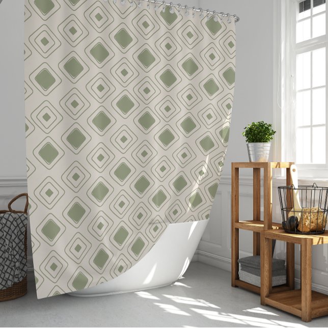 Boho Neutral Sage Tribal Geometric Aztec Pattern Shower Curtain (Boho Neutral Sage Tribal Geometric Aztec Pattern Shower Curtain)