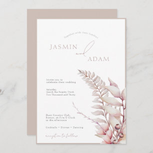 Boho Neutral Soft Pink Simple Wedding  Invitation