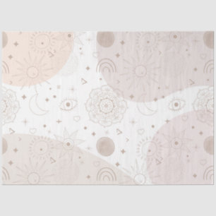 Boho Neutral Space Doodles Aesthetic Design Tissue Paper