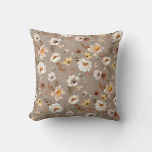 Boho neutral watercolor floral  cushion