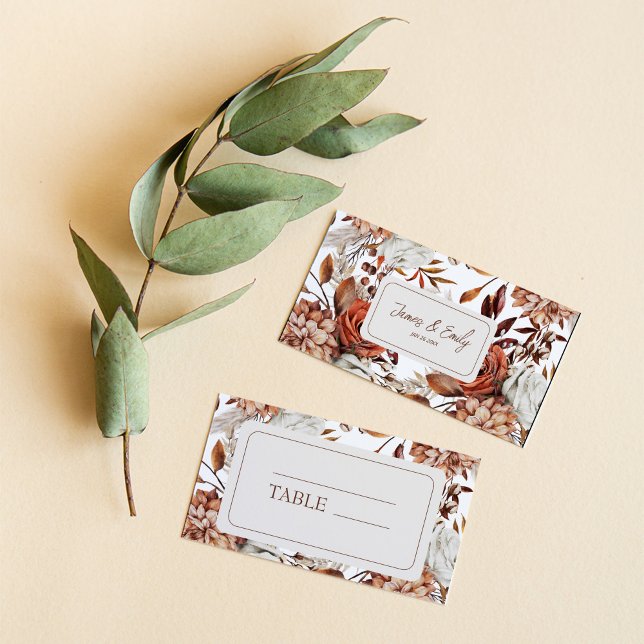 Boho Neutral Watercolor Pampas Wedding Place Card (Creator Uploaded)