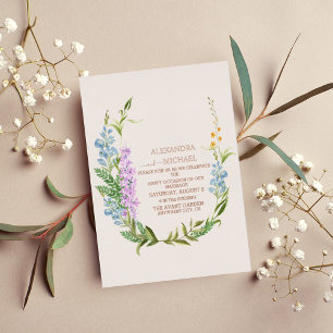 Boho Neutral Watercolor Wildflower Wedding