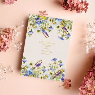 Boho Neutral Watercolor Wildflower Wedding Foil I