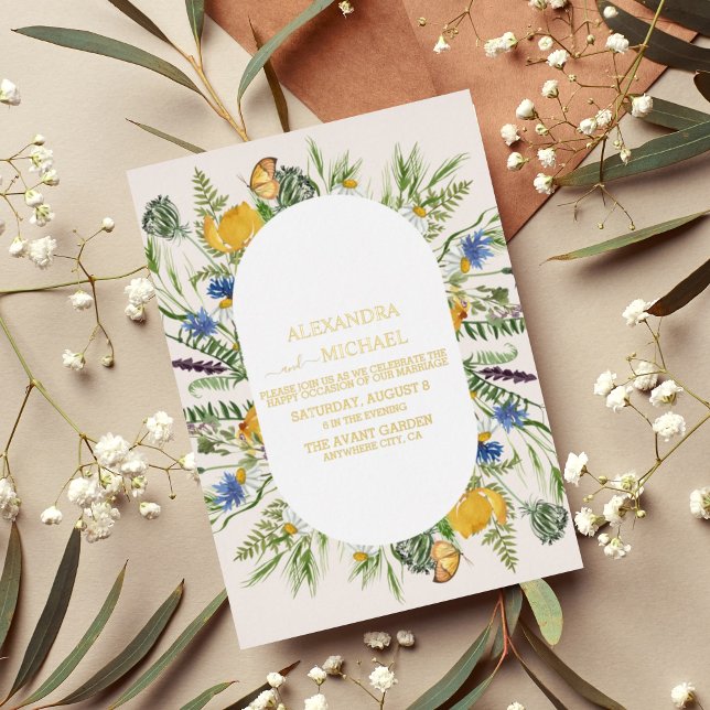 Boho Neutral Watercolor Wildflower Wedding  Foil I (Creator Uploaded)