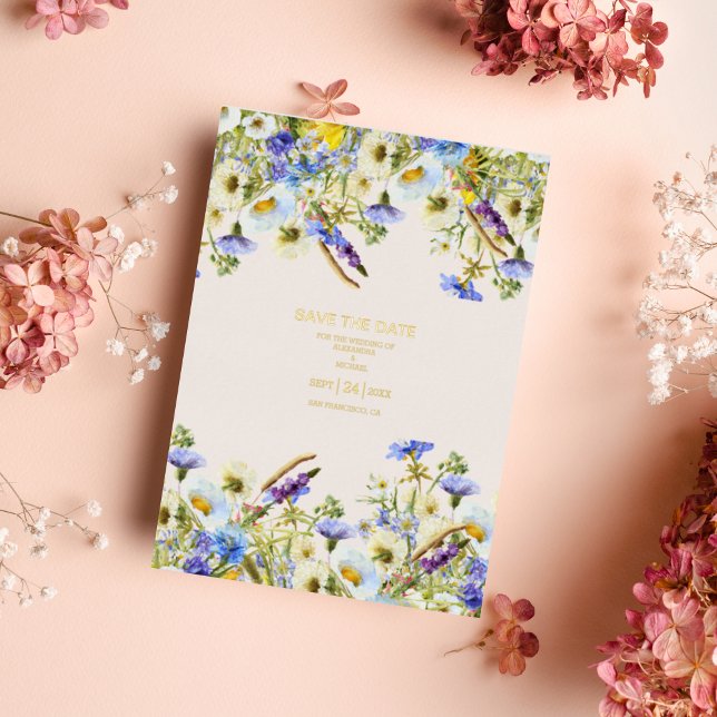 Boho Neutral Watercolor Wildflower Wedding  Foil I (Creator Uploaded)