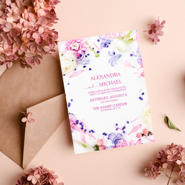 Boho Neutral Watercolor Wildflower Wedding Invitation (Creator Uploaded)