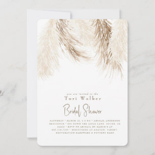 Boho Neutral White Bridal Shower  Invitation