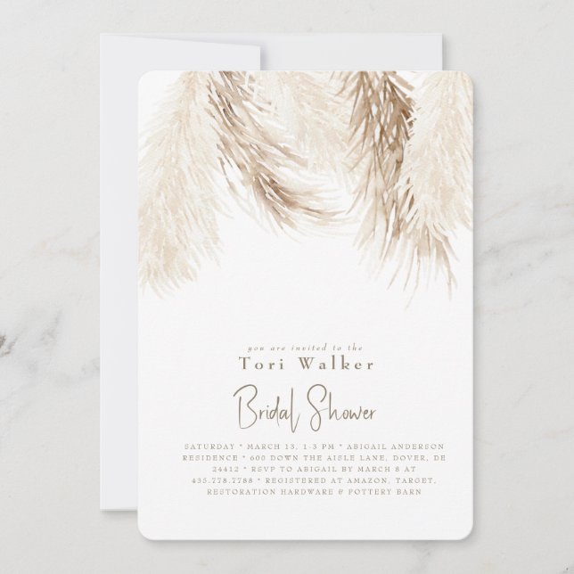 Boho Neutral White Bridal Shower  Invitation (Front)