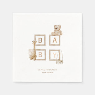 Boho Neutral Wood Block Letters  Napkin