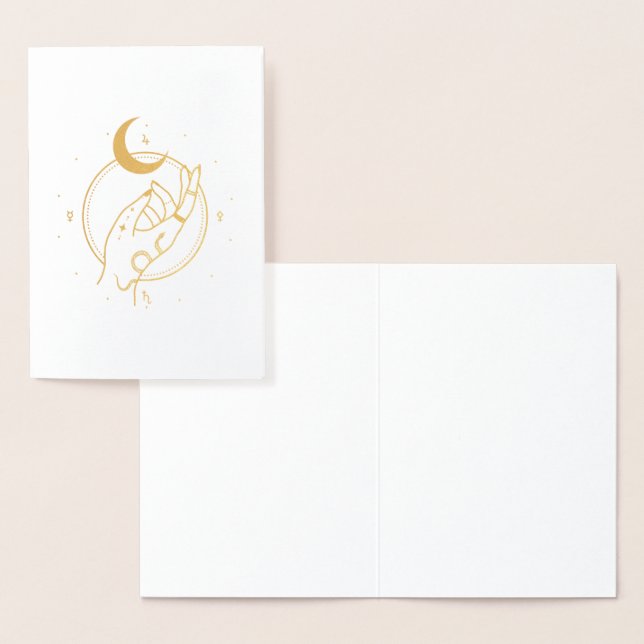 Boho New Age Hand and Snake Gold Foil Card (Display)