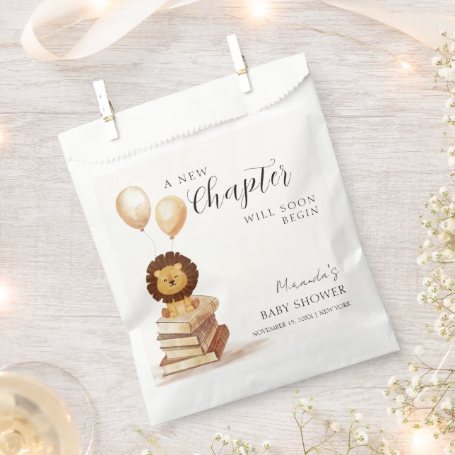 Boho New Chapter Wild Lion Balloon Baby Shower  Favour Bag (Clipped)