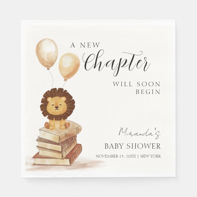 Boho New Chapter Wild Lion Balloon Baby Shower  Napkin (Front)