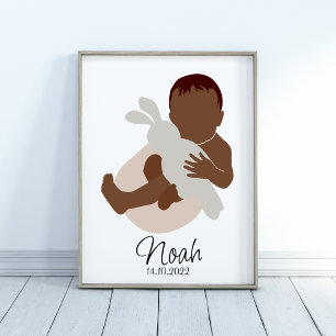 Boho Newborn Baby Boy Name Nursery Poster