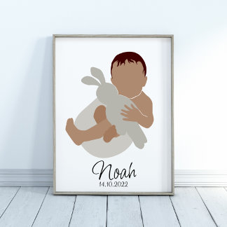 Boho Newborn Baby Boy Name Nursery Poster