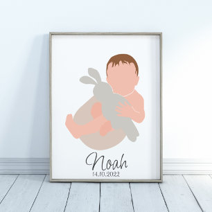 Boho Newborn Baby Boy Name Nursery Poster