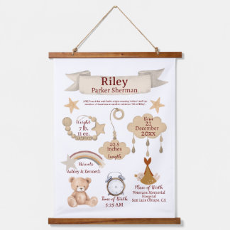 BOHO Newborn Birth Stats Gender Neutral Custom Hanging Tapestry