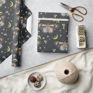 Boho Night Moth Wrapping Paper