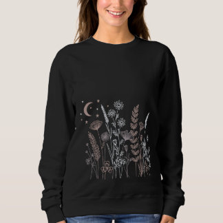 Boho Night Sky Floral Illustration – Moon, Stars & Sweatshirt