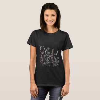 Boho Night Sky Floral Illustration – Moon, Stars & T-Shirt