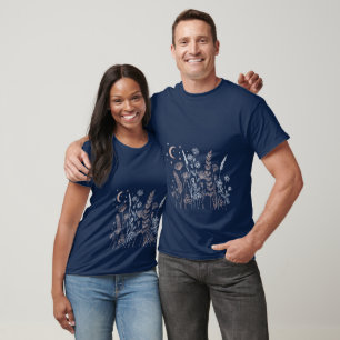 Boho Night Sky Floral Illustration – Moon, Stars & T-Shirt