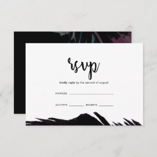 Boho Nights Black with Feather Wedding RSVP