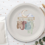 Boho Nursery Baby Clothes Gender Neutral Paper Plate<br><div class="desc">Boho Nursery themed paper plates. This gender neutral baby shower design has nursery illustration of baby clothes with moon star and cloud ornaments. Watercolor design in rustic earth tones and muted colours. Please browse my Boho Nursery baby shower collection for co-ordinating invitations, stationery and day of event decor or, message...</div>