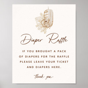 Boho Nursery Baby Shower Diaper Raffle Sign