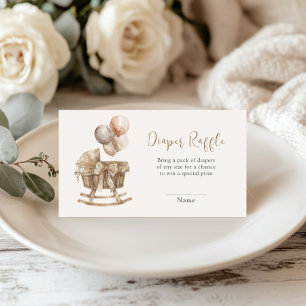 Boho Nursery Beige Balloons Diaper Raffle Enclosure Card