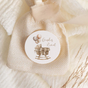 Boho Nursery Beige Balloons Gender Reveal Classic Round Sticker