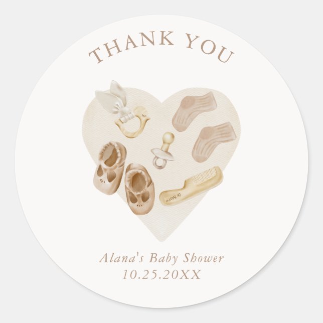 Boho Nursery Chic Baby Shower Thank You Classic Ro Classic Round Sticker (Front)
