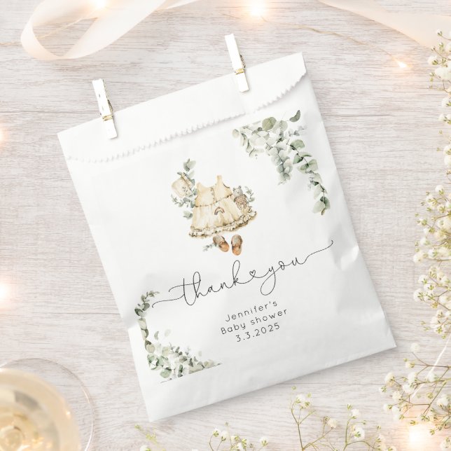 Boho nursery cute baby girl outfit thank you favour bag (Clipped)