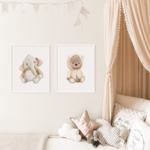 Boho nursery cute watercolor animals