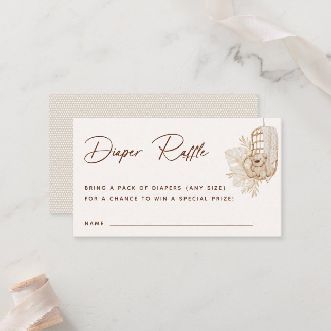 Boho Nursery Diaper Raffle Enclosure Card (Front/Back In Situ)