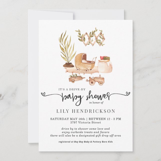 Boho Nursery | Drive-By Baby Shower Invitation (Front)