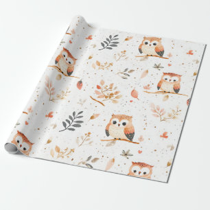 Boho Nursery Owls Wrapping Paper