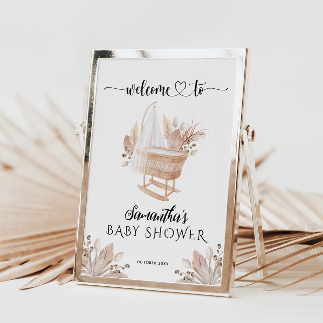 Boho Nursery Pampas Grass Girl Baby Shower Welcome Poster (Creator Uploaded)