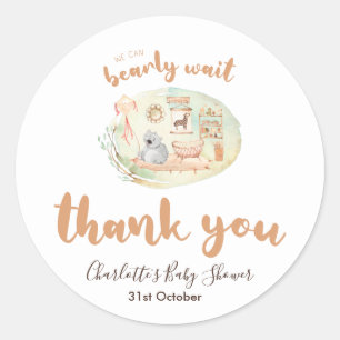 Boho Nursery We Can Bearly Wait Baby Shower Classic Round Sticker