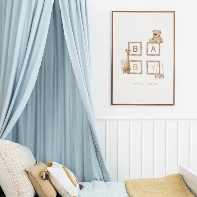 Boho Nursing Neutral Wood Block Letters Poster (Creator Uploaded)