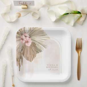 Boho Oasis Floral Arch Wedding ID959 Paper Plate