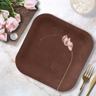 Boho Oasis Orchid Arch Wedding Welcome ID959  Paper Plate