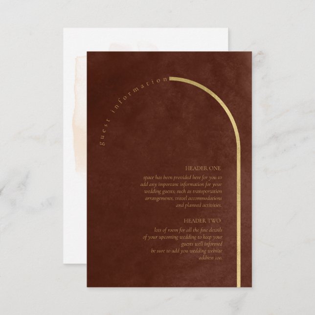 Boho Oasis Wedding Details Umber ID959 Enclosure Card (Front/Back)