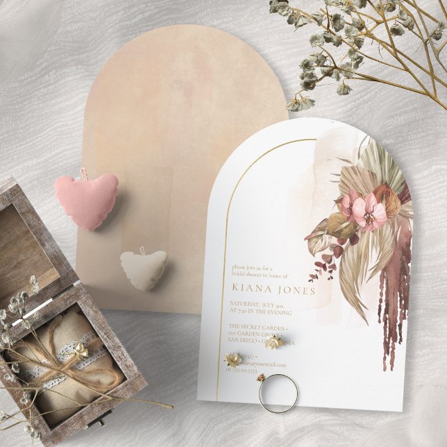 Boho Oasis Wedding Floral Bridal Shower Arch ID959 Invitation (Creator Uploaded)