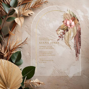 Boho Oasis Wedding Floral Bridal Shower ID959 Acrylic Invitations