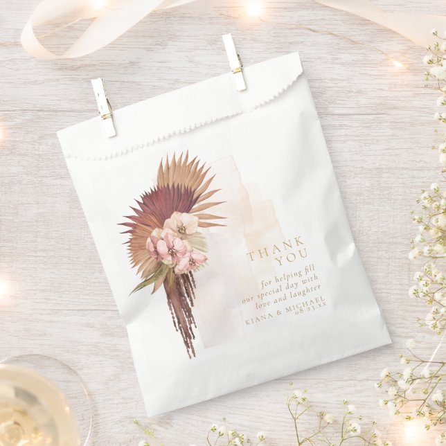 Boho Oasis Wedding Floral Thank You ID959 Favour Bag (Clipped)