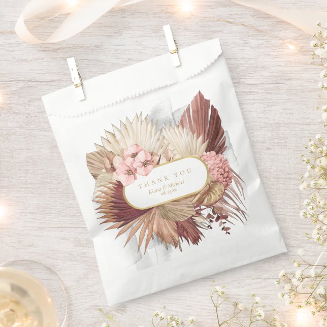 Boho Oasis Wedding Floral Thank You V2 ID959 Favour Bag (Clipped)