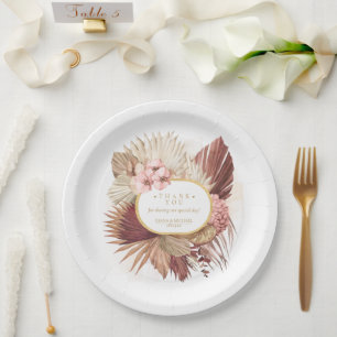 Boho Oasis Wedding Floral Thank You V2 ID959 Paper Plate