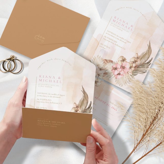 Boho Oasis Wedding ID959 All In One Invitation (Creator Uploaded)