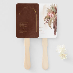 Boho Oasis Wedding Program Burnt Umber ID959 Hand Fan